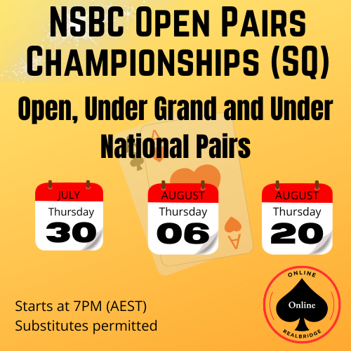 26-07-30 - NSBC Matchpointed Pairs Championships